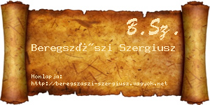 Beregszászi Szergiusz névjegykártya